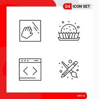 Creative Set of 4 Universal Outline Icons isolated on White Background vector