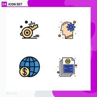 Universal Icon Symbols Group of 4 Modern Filledline Flat Colors of whistle solution soccer idea global Editable Vector Design Elements