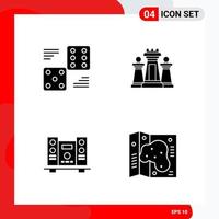 Creative Set of 4 Universal Glyph Icons isolated on White Background vector