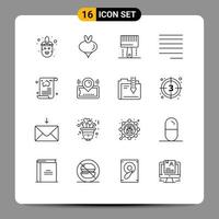 Outline Pack of 16 Universal Symbols of news text coding left programing Editable Vector Design Elements