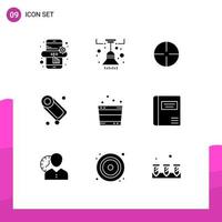 Universal Icon Symbols Group of 9 Modern Solid Glyphs of spa relax sight bucket cleaning Editable Vector Design Elements