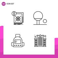 Outline Icon set Pack of 4 Line Icons isolated on White Background for responsive Website Design Print and Mobile Applications vector