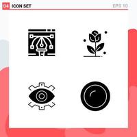 Collection of 4 Vector Icons in solid style Modern Glyph Symbols for Web and Mobile Solid Icon Sign Isolated on White Background 4 Icons