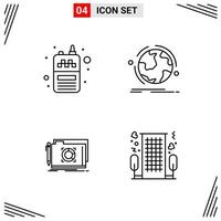 4 Icons Line Style Grid Based Creative Outline Symbols for Website Design Simple Line Icon Signs Isolated on White Background 4 Icon Set vector