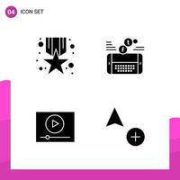 Glyph Icon set Pack of 4 Solid Icons isolated on White Background for responsive Website Design Print and Mobile Applications vector