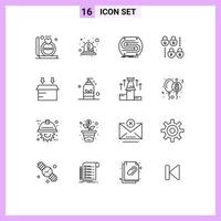 Modern Set of 16 Outlines and symbols such as box lock siren gdpr match Editable Vector Design Elements