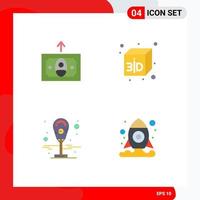 Pictogram Set of 4 Simple Flat Icons of cash shuttle box meter 5 Editable Vector Design Elements