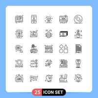 Group of 25 Lines Signs and Symbols for cd business security online summer Editable Vector Design Elements