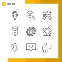 9 Icon Set Line Style Icon Pack Outline Symbols isolated on White Backgound for Responsive Website Designing vector