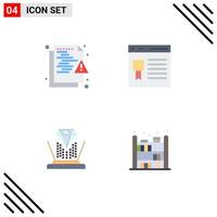 Modern Set of 4 Flat Icons and symbols such as file website protection develop projection Editable Vector Design Elements