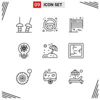 9 Icons Line Style Grid Based Creative Outline Symbols for Website Design Simple Line Icon Signs Isolated on White Background 9 Icon Set vector