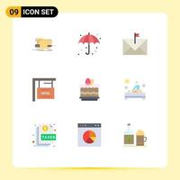 9 Flat Color concept for Websites Mobile and Apps hotel hanging wet board envelope Editable Vector Design Elements