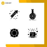 4 Icon Set Solid Style Icon Pack Glyph Symbols isolated on White Backgound for Responsive Website Designing vector