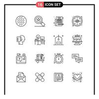 Stock Vector Icon Pack of 16 Line Signs and Symbols for start from scratch data employment regulations gdpr Editable Vector Design Elements