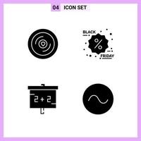 4 Icons in Solid Style Glyph Symbols on White Background Creative Vector Signs for Web mobile and Print