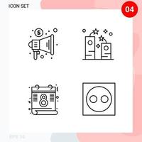 Vector Pack of 4 Icons in Line Style Creative Outline Pack isolated on White Background for Web and Mobile