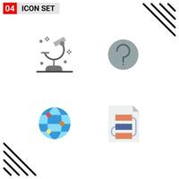 Universal Icon Symbols Group of 4 Modern Flat Icons of biology globe research help world Editable Vector Design Elements