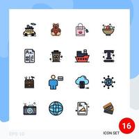 Universal Icon Symbols Group of 16 Modern Flat Color Filled Lines of curriculum egg hangbag easter bowl Editable Creative Vector Design Elements