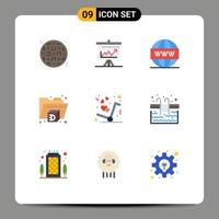 9 iconos creativos signos y símbolos modernos de la carpeta del motor de entrega como elementos de diseño vectorial editables web vector