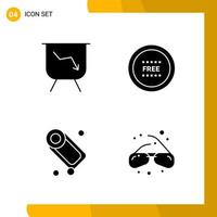 4 Icon Set Solid Style Icon Pack Glyph Symbols isolated on White Backgound for Responsive Website Designing vector