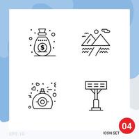 4 iconos creativos signos y símbolos modernos de ingresos patrocinador de perfume construcción de montaña elementos de diseño vectorial editables vector