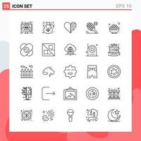 colección de 25 iconos vectoriales en estilo de línea símbolos de contorno modernos para web y signo de icono de línea móvil aislado en fondo blanco 25 iconos vector