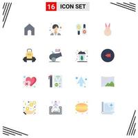 Set of 16 Modern UI Icons Symbols Signs for kettlebell dumbbell sign barbell easter bunny Editable Pack of Creative Vector Design Elements