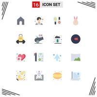 Set of 16 Modern UI Icons Symbols Signs for kettlebell dumbbell sign barbell easter bunny Editable Pack of Creative Vector Design Elements