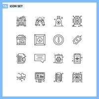 16 Thematic Vector Outlines and Editable Symbols of hotel city dollar structure prototyping Editable Vector Design Elements