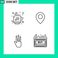 Pack of 4 Line Style Icon Set Outline Symbols for print Creative Signs Isolated on White Background 4 Icon Set vector