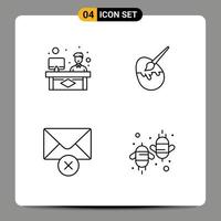 4 User Interface Line Pack of modern Signs and Symbols of chat mail working egg agriculture Editable Vector Design Elements