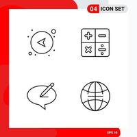 Creative Set of 4 Universal Outline Icons isolated on White Background vector