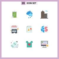 9 Universal Flat Colors Set for Web and Mobile Applications pie report business intelligence binary Editable Vector Design Elements