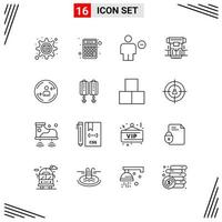 16 Icons Line Style Grid Based Creative Outline Symbols for Website Design Simple Line Icon Signs Isolated on White Background 16 Icon Set vector