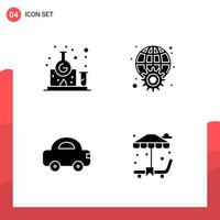 Pack of 4 Universal Glyph Icons for Print Media on White Background vector