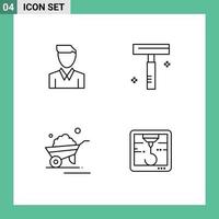 Set of 4 Modern UI Icons Symbols Signs for account barrow person cosmetic trolley Editable Vector Design Elements