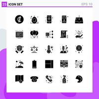 Universal Icon Symbols Group of 25 Modern Solid Glyphs of management receive mobile mailbox dollar Editable Vector Design Elements