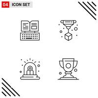 Pixle Perfect Set of 4 Line Icons Outline Icon Set for Webite Designing and Mobile Applications Interface vector