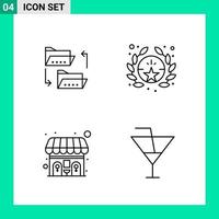 paquete de 4 iconos de estilo de línea establece símbolos de esquema para imprimir signos creativos aislados en fondo blanco 4 conjunto de iconos vector