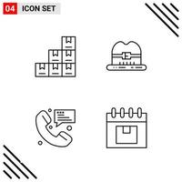 Pixle Perfect Set of 4 Line Icons Outline Icon Set for Webite Designing and Mobile Applications Interface vector