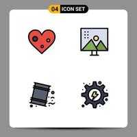 paquete de iconos de vector de stock de 4 signos y símbolos de línea para barriles de corazón favoritos modificar fotografías elementos de diseño de vector editables de basura