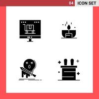 4 Icon Pack Solid Style Glyph Symbols on White Background Simple Signs for general designing vector