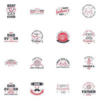 Happy fathers day greeting cards set 16 Black and Pink Vector typography lettering Usable for banners print You are the best dad text design Editable Vector Design Elements