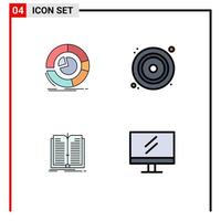 4 Thematic Vector Filledline Flat Colors and Editable Symbols of analysis application diagram disk tranfer Editable Vector Design Elements