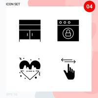 Vector Pack of 4 Icons in Solid Style Creative Glyph Pack isolated on White Background for Web and Mobile