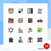 Universal Icon Symbols Group of 16 Modern Flat Color Filled Lines of public telephone grid phone tea Editable Creative Vector Design Elements