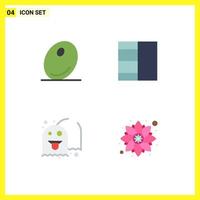Pack of 4 creative Flat Icons of food decoration grid game rangoli Editable Vector Design Elements