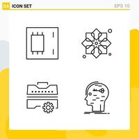 Collection of 4 Universal Line Icons Icon Set for Web and Mobile vector