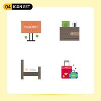Flat Icon Pack of 4 Universal Symbols of greeting bed thank you cash people Editable Vector Design Elements
