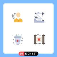 4 Universal Flat Icons Set for Web and Mobile Applications security medicine person shield robotics Editable Vector Design Elements
